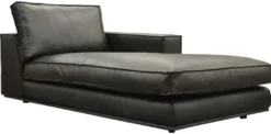 Casa Padrino Luxus Leder Chaiselongue Linke Seite Schwarz 106 x 186 x H. 83 cm - Echtleder Liegesessel - Relexliege - Recamiere - Wohnzimmer Möbel - Luxus Möbel