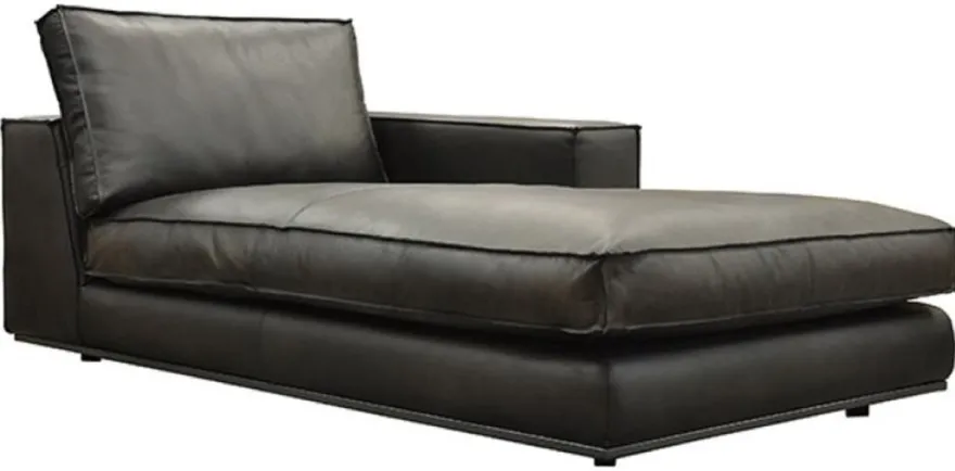 Casa Padrino Luxus Leder Chaiselongue Linke Seite Schwarz 106 x 186 x H. 83 cm - Echtleder Liegesessel - Relexliege - Recamiere - Wohnzimmer Möbel - Luxus Möbel