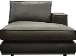 Casa Padrino Luxus Leder Chaiselongue Linke Seite Schwarz 106 x 186 x H. 83 cm - Echtleder Liegesessel - Relexliege - Recamiere - Wohnzimmer Möbel - Luxus Möbel