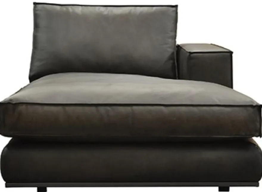 Casa Padrino Luxus Leder Chaiselongue Linke Seite Schwarz 106 x 186 x H. 83 cm - Echtleder Liegesessel - Relexliege - Recamiere - Wohnzimmer Möbel - Luxus Möbel