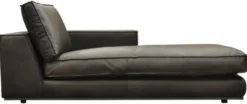 Casa Padrino Luxus Leder Chaiselongue Linke Seite Schwarz 106 x 186 x H. 83 cm - Echtleder Liegesessel - Relexliege - Recamiere - Wohnzimmer Möbel - Luxus Möbel