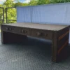 Casa Padrino Luxus Leder Couchtisch in Koffer Optik Braun 132 cm - Wohnzimmer Möbel