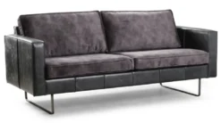 Casa Padrino Luxus Leder 2er Sofa Vintage Grau 170 x 90 x H. 85 cm - Echtleder Wohnzimmer Sofa - Wohnzimmer Möbel - Luxus Kollektion