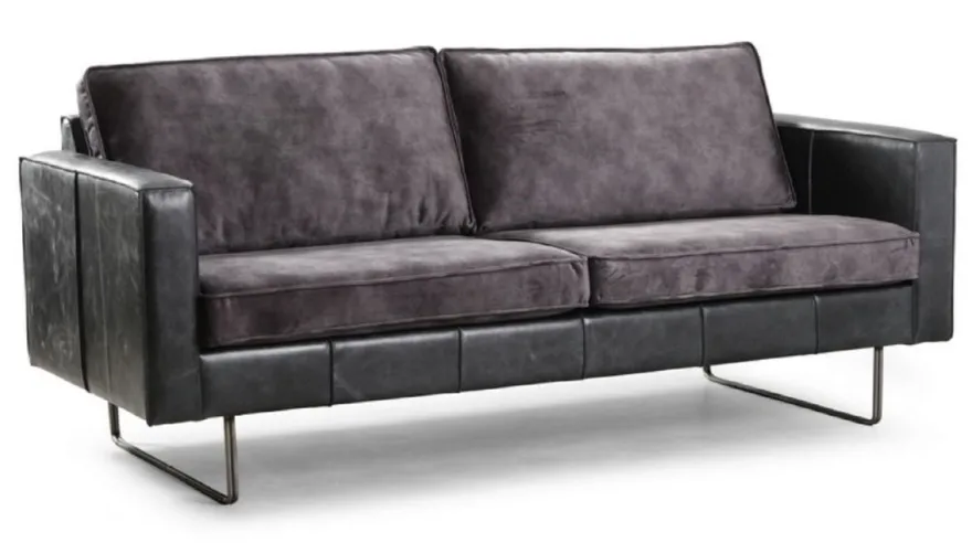 Casa Padrino Luxus Leder 2er Sofa Vintage Grau 170 x 90 x H. 85 cm - Echtleder Wohnzimmer Sofa - Wohnzimmer Möbel - Luxus Kollektion