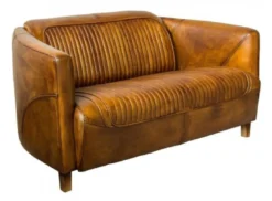 Casa Padrino Luxus Leder 2er Sofa Vintage Braun 125 x 86 x H. 68 cm - Echtleder Wohnzimmer Sofa - Echtleder Wohnzimmer Möbel - Luxus Leder Möbel