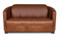 Casa Padrino Luxus Leder 2er Sofa Vintage Braun / Dunkelbraun 130 x 83 x H. 70 cm - Echtleder Wohnzimmer Sofa - Wohnzimmer Möbel - Luxus Kollektion
