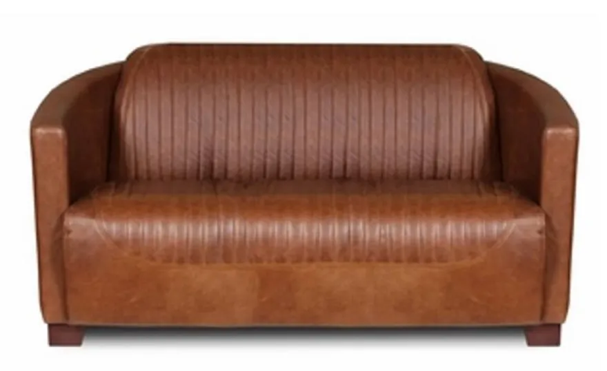 Casa Padrino Luxus Leder 2er Sofa Vintage Braun / Dunkelbraun 130 x 83 x H. 70 cm - Echtleder Wohnzimmer Sofa - Wohnzimmer Möbel - Luxus Kollektion