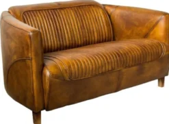 Casa Padrino Luxus Leder 3er Sofa Vintage Braun 175 x 86 x H. 68 cm - Echtleder Wohnzimmer Sofa - Echtleder Wohnzimmer Möbel - Luxus Leder Möbel