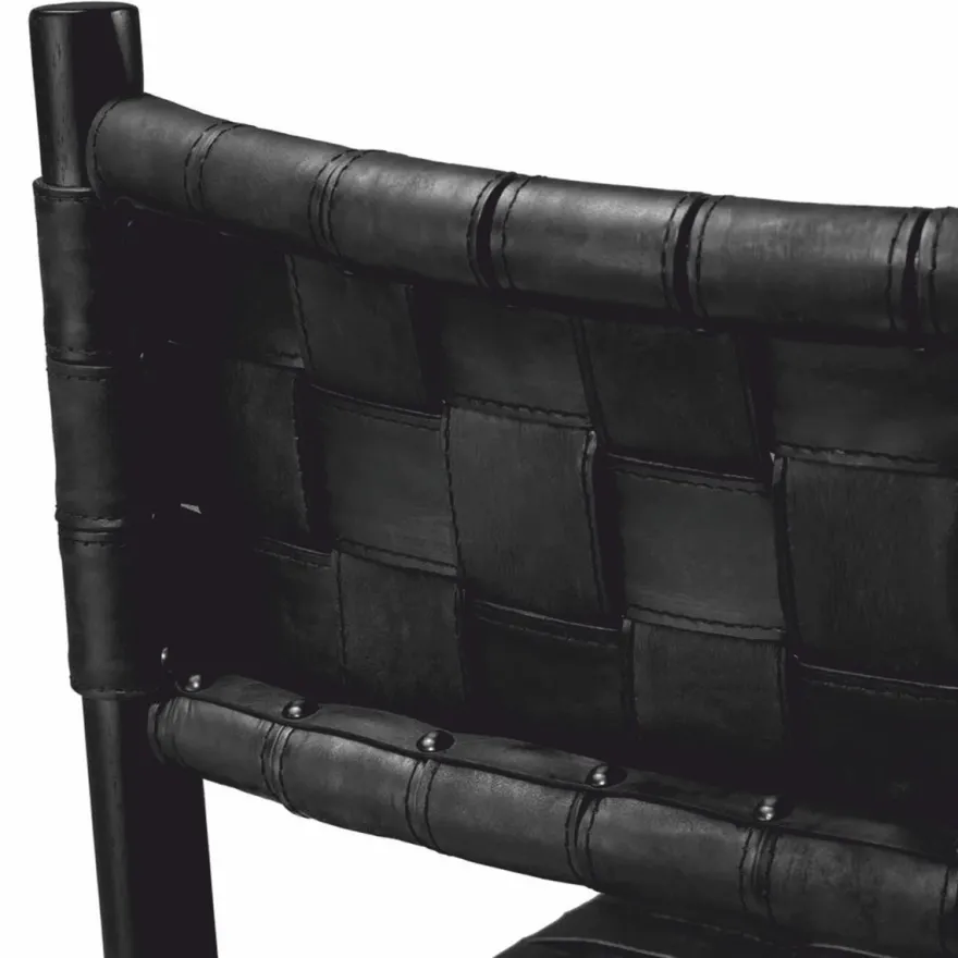 Casa Padrino Luxus Leder Esszimmer Stuhl Schwarz H. 85 cm - Esszimmer Möbel
