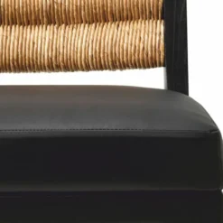 Casa Padrino Luxus Leder Esszimmer Stuhl Schwarz / Naturfarben H. 85 cm - Esszimmer Möbel
