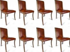Casa Padrino Luxus Leder Esszimmer Stuhl 8er Set Braun 50 x 47 x H. 95 cm - Echtleder Küchenstühle - Echtleder Möbel - Luxus Möbel