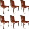Casa Padrino Luxus Leder Esszimmer Stuhl 6er Set Braun 50 x 47 x H. 95 cm - Echtleder Küchenstühle - Echtleder Möbel - Luxus Möbel