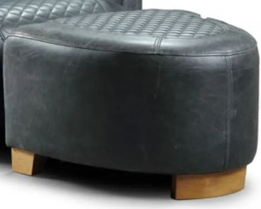 Casa Padrino Luxus Leder Fußhocker Vintage Blau / Hellbraun 60 x 59 x H. 35 cm - Echtleder Hocker - Wohnzimmer Möbel - Echtleder Möbel