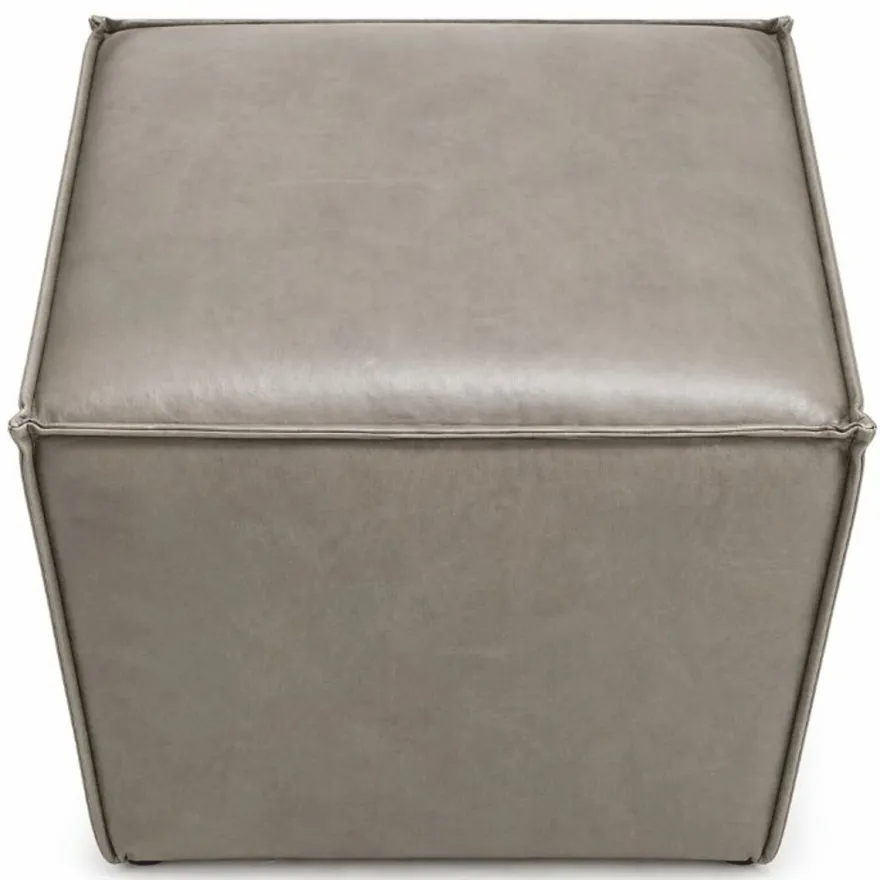 Casa Padrino Luxus Leder Hocker Grau H. 48 cm - Luxus Echtleder Möbel