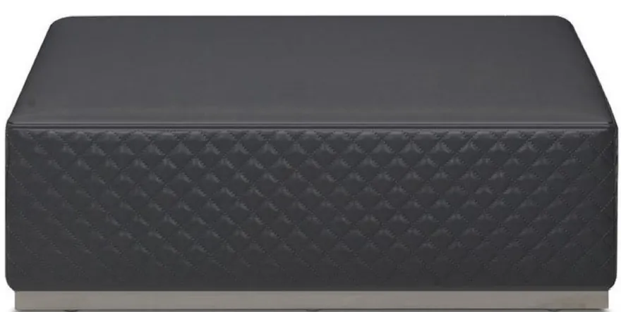 Casa Padrino Luxus Leder Hocker / Fußhocker Grau 89 x 89 x H. 30 cm - Wohnzimmer Möbel - Echtleder Möbel