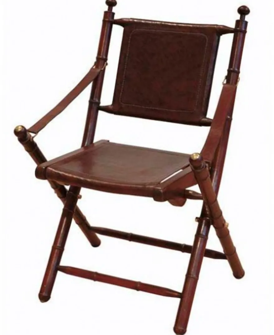 Casa Padrino Luxus Leder Klapp Stuhl Leather - Vintage Art Deco Möbel