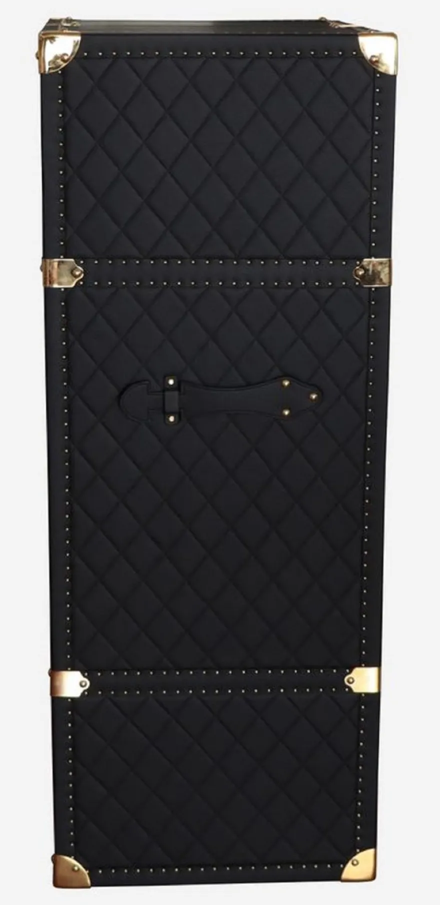 Casa Padrino Luxus Leder Koffer Barschrank Schwarz / Messing H. 135 cm - Made in Italy