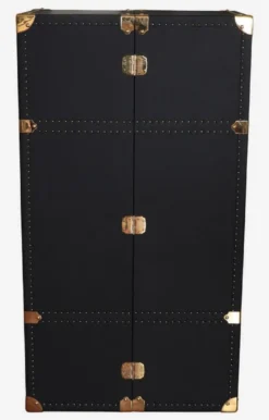 Casa Padrino Luxus Leder Koffer Barschrank Schwarz / Messing H. 135 cm - Made in Italy