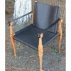 Casa Padrino Luxus Leder Regisseur Stuhl mit Armlehnen Schwarz / Naturfarben - Echtleder Möbel