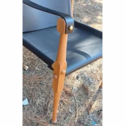 Casa Padrino Luxus Leder Regisseur Stuhl mit Armlehnen Schwarz / Naturfarben - Echtleder Möbel