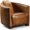 Casa Padrino Luxus Leder Sessel Vintage Braun / Dunkelbraun 72 x 90 x H. 67 cm - Echtleder Wohnzimmer Sessel - Wohnzimmer Möbel - Luxus Kollektion