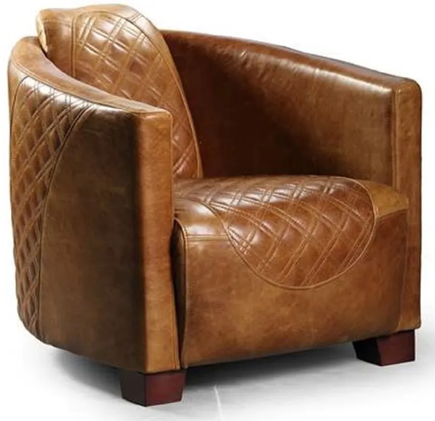 Casa Padrino Luxus Leder Sessel Vintage Braun / Dunkelbraun 72 x 90 x H. 67 cm - Echtleder Wohnzimmer Sessel - Wohnzimmer Möbel - Luxus Kollektion