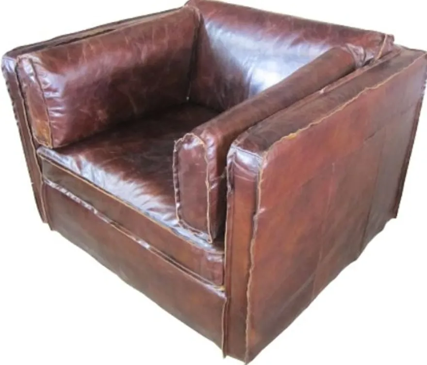 Casa Padrino Luxus Ledersessel im englischen Stil Dunkelbraun 106 x 99 x H. 73 cm - Echtleder Möbel