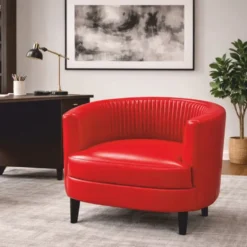 Casa Padrino Luxus Leder Sessel Rot / Schwarz - Wohnzimmer Echtleder Möbel
