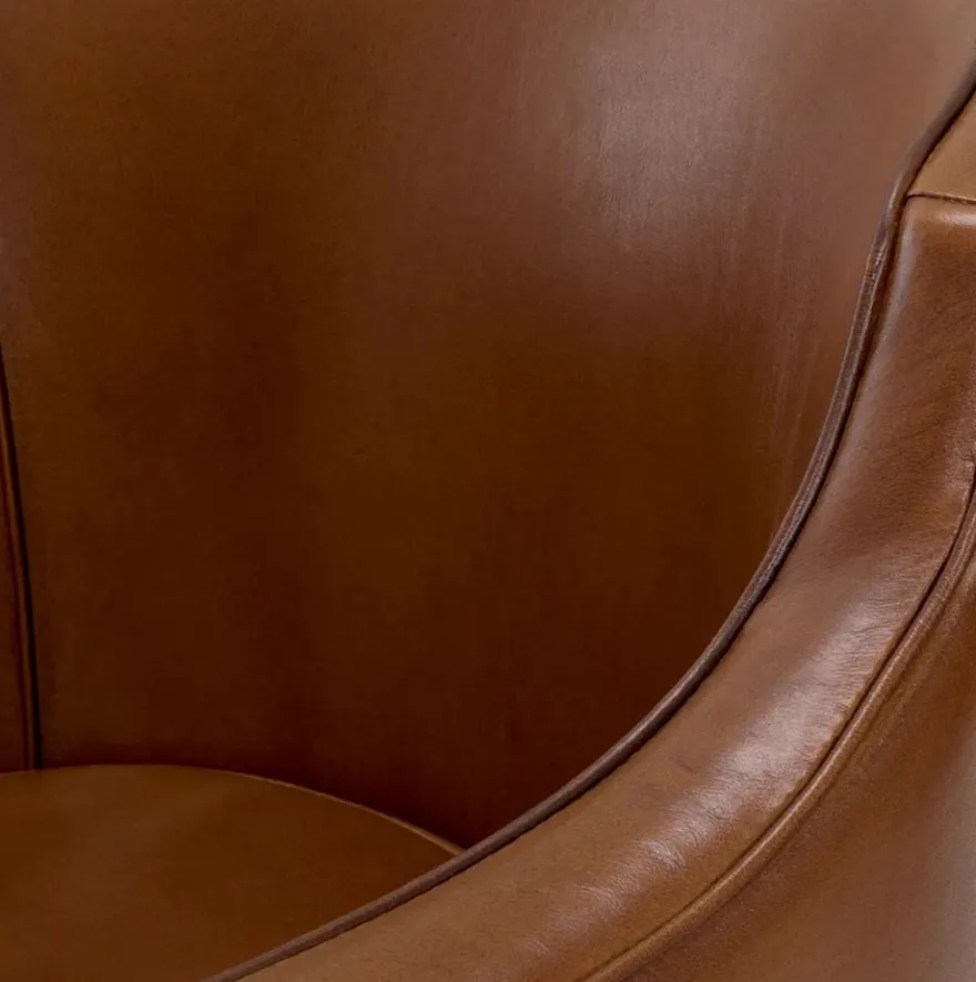 Casa Padrino Luxus Leder Sessel Braun 69 x 80 x H. 71 cm - Echtleder Wohnzimmer Sessel - Hotel Sessel - Wohnzimmer Möbel - Hotel Möbel - Luxus Qualität