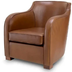 Casa Padrino Luxus Leder Sessel Braun 69 x 80 x H. 71 cm - Echtleder Wohnzimmer Sessel - Hotel Sessel - Wohnzimmer Möbel - Hotel Möbel - Luxus Qualität