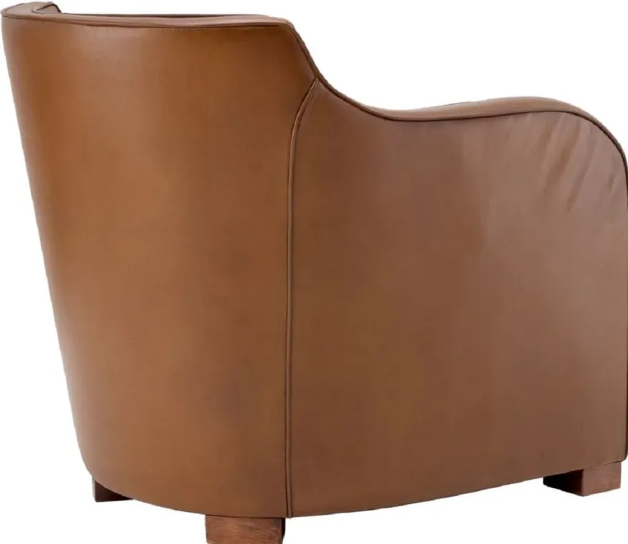 Casa Padrino Luxus Leder Sessel Braun 69 x 80 x H. 71 cm - Echtleder Wohnzimmer Sessel - Hotel Sessel - Wohnzimmer Möbel - Hotel Möbel - Luxus Qualität
