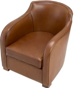 Casa Padrino Luxus Leder Sessel Braun 69 x 80 x H. 71 cm - Echtleder Wohnzimmer Sessel - Hotel Sessel - Wohnzimmer Möbel - Hotel Möbel - Luxus Qualität