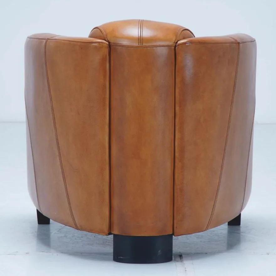 Casa Padrino Luxus Leder Sessel Braun / Schwarz 75 x 83 x H. 70 cm - Echtleder Wohnzimmer Möbel