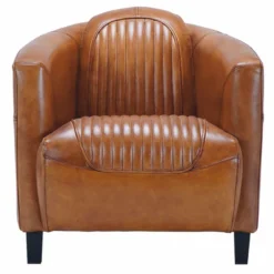 Casa Padrino Luxus Leder Sessel Braun / Schwarz 75 x 83 x H. 70 cm - Echtleder Wohnzimmer Möbel