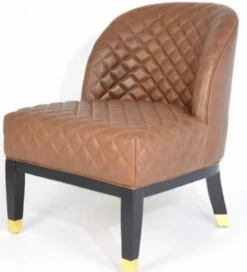 Casa Padrino Luxus Leder Sessel Braun / Schwarz / Gold 62 x 73 x H. 79 cm - Wohnzimmermöbel - Echtleder Möbel