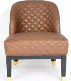 Casa Padrino Luxus Leder Sessel Braun / Schwarz / Gold 62 x 73 x H. 79 cm - Wohnzimmermöbel - Echtleder Möbel