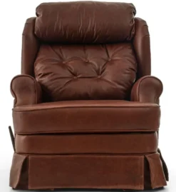 Casa Padrino Luxus Leder Sessel mit Liegefunktion Braun 85 x 100 x H. 97 cm - Echtleder Wohnzimmer Sessel - Fernsehsessel - Echtleder Möbel - Luxus Möbel