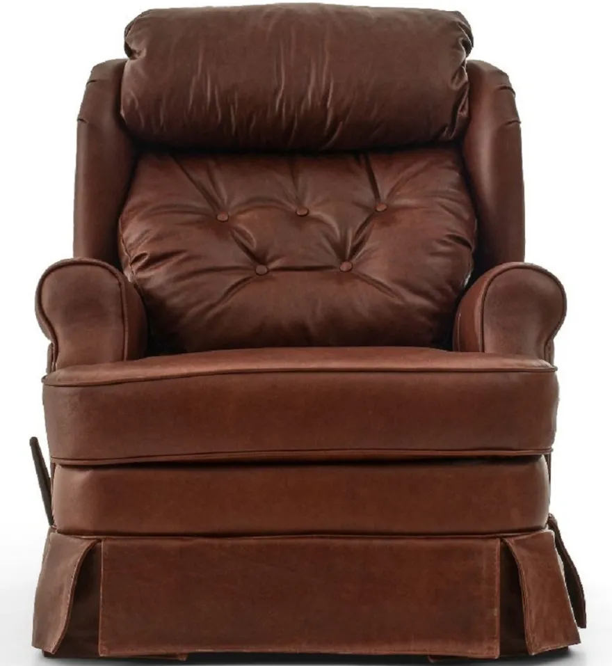 Casa Padrino Luxus Leder Sessel mit Liegefunktion Braun 85 x 100 x H. 97 cm - Echtleder Wohnzimmer Sessel - Fernsehsessel - Echtleder Möbel - Luxus Möbel