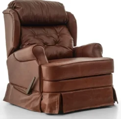 Casa Padrino Luxus Leder Sessel mit Liegefunktion Braun 85 x 100 x H. 97 cm - Echtleder Wohnzimmer Sessel - Fernsehsessel - Echtleder Möbel - Luxus Möbel