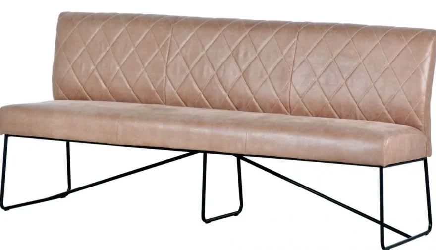 Casa Padrino Luxus Leder Sitzbank, Echtleder Sitzmöbel in Hellbraun und Schwarz, 210 x 66 x H. 92 cm