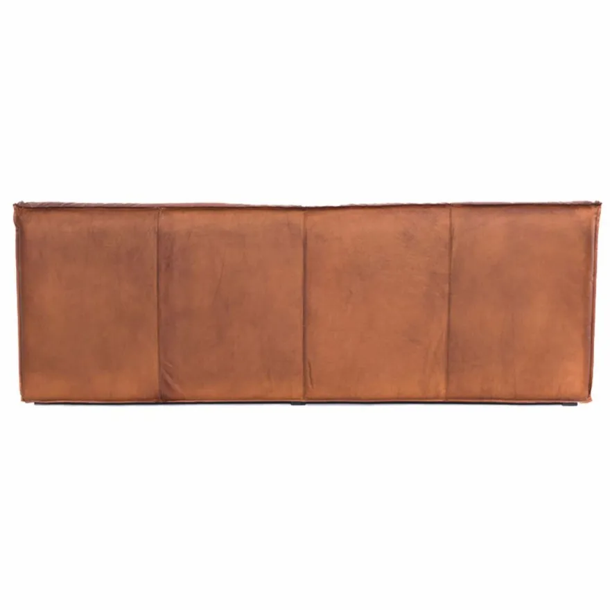 Casa Padrino Luxus Leder Sofa Hellbraun 190 cm - Modulares Echtleder Wohnzimmer Sofa