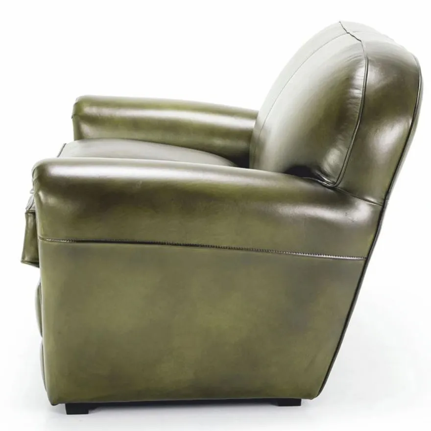 Casa Padrino Luxus Leder Sofa Grün / Schwarz 190 cm - Echtleder Möbel