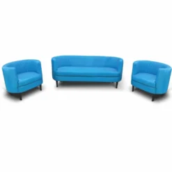 Casa Padrino Luxus Leder Sofa Blau / Schwarz 180 cm - Echtleder Wohnzimmer Möbel