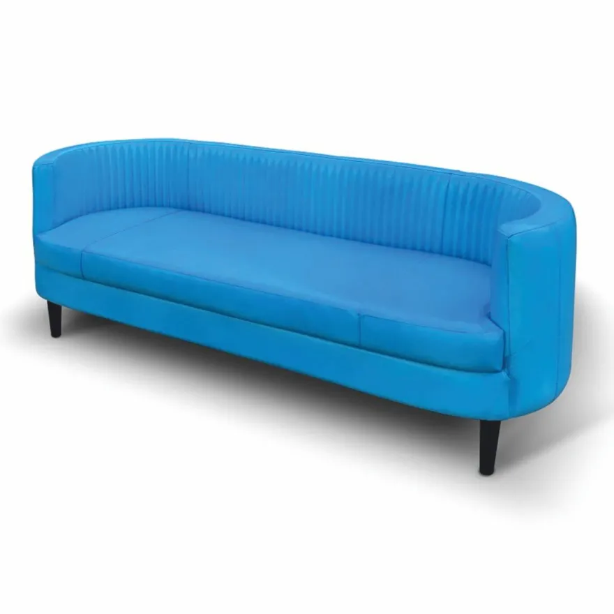 Casa Padrino Luxus Leder Sofa Blau / Schwarz 180 cm - Echtleder Wohnzimmer Möbel