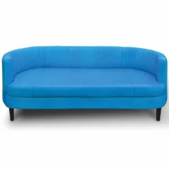 Casa Padrino Luxus Leder Sofa Blau / Schwarz 180 cm - Echtleder Wohnzimmer Möbel