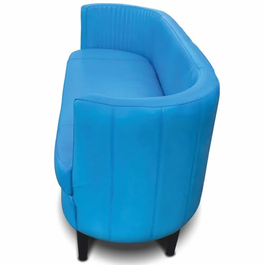 Casa Padrino Luxus Leder Sofa Blau / Schwarz 180 cm - Echtleder Wohnzimmer Möbel