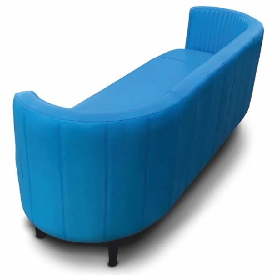 Casa Padrino Luxus Leder Sofa Blau / Schwarz 180 cm - Echtleder Wohnzimmer Möbel