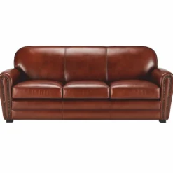 Casa Padrino Luxus Leder Sofa Braun / Schwarz 270 cm - Echtleder Möbel