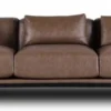 Casa Padrino Luxus Leder Sofa Vintage Braun / Schwarz / Silber 260 x 93 x H. 67 cm - Wohnzimmer Sofa mit hochwertigem Echtleder - Luxus Wohnzimmer Möbel - Hotel Möbel - Luxus Einrichtung