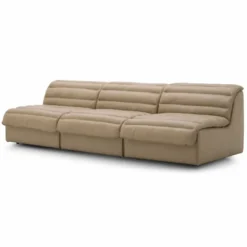 Casa Padrino Luxus Leder Sofa Braun 276 cm - Modulares Echtleder Sofa - Wohnzimmer Sofa - Wohnzimmer Möbel - Hotel Möbel - Modulare Luxus Möbel